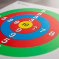 Projectiles are visible near some numbers. The target is printed Royalty Free Stock Photo