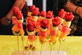 Colorful fruit skewers Royalty Free Stock Photo