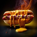 colorful tasty succulent hot dog with ketchup and mustard design concept made with Generative AI Royalty Free Stock Photo