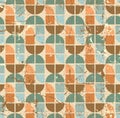 Colorful tattered textile geometric seamless pattern, vector wavy abstract infinite retro background. Royalty Free Stock Photo