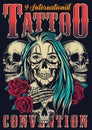 Colorful tattoo fest vintage poster