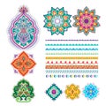 Colorful tattoo mehndi set. Decorative ornament design.