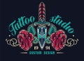 Colorful tattoo studio elegant label