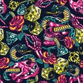 Colorful tattoos seamless pattern Royalty Free Stock Photo