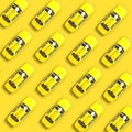 Colorful taxi pattern of yellow taxi cars 3D rendering, illustration