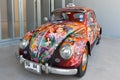 Colorful taxi volkswagen beetle.