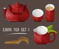 Colorful tea utensil set design illustration Royalty Free Stock Photo