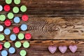 Colorful Tealight Candles on Wooden Background Royalty Free Stock Photo