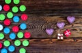 Colorful Tealight Candles on Wooden Background Royalty Free Stock Photo