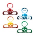 Colorful team networking icons on white background. isolated team communication icons. eps8.