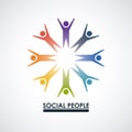 Colorful team of partner in abstract figure human social people group