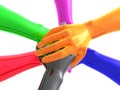 Colorful teamwork symbol 3d arms