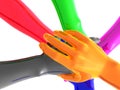 Colorful teamwork symbol 3d arms