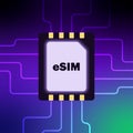 Colorful tech illustration design for the new esim or e-sim