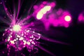 Colorful technological background of optical fibre with bokeh. Abstract IT background. Fiber optic ends closeup. Slightly blurred Royalty Free Stock Photo