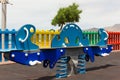 Colorful teeter totter on playground in Las Palmas city Royalty Free Stock Photo