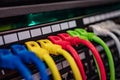 Colorful Telecommunication Colorful Ethernet Cables Connected to the Switch in Internet Data Center Royalty Free Stock Photo