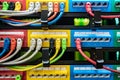 Colorful Telecommunication Colorful Ethernet Cables Connected to the Switch in Internet Data Center Royalty Free Stock Photo