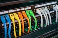 Colorful Telecommunication Colorful Ethernet Cables Connected to the Switch in Internet Data Center Royalty Free Stock Photo