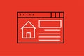 Homepage Icon. Homepage Icon in trendy flat style isolated on red background.