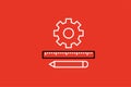 Gear and ruler line icon. Cogwheel, gear and ruler vector icon