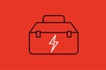 Toolbox icon. Toolbox vector icon on red background. Vector illustration. Royalty Free Stock Photo