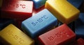 Colorful temperature control blocks closeup Royalty Free Stock Photo