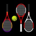 COLORFUL TENNIS RACKETS AND BALL