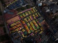 Colorful tents of open air bazaar flea market fair Mercado de las pulgas de san alejo from Torre Colpatria Bogota Royalty Free Stock Photo