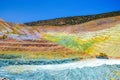 Colorful terraces of geological mine in Milos island. Royalty Free Stock Photo