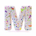 Colorful terrazzo pattern font Letter M 3D