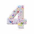 Colorful terrazzo pattern font Number 4 FOUR 3D