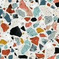 Colorful terrazzo pattern with fragments on a white surface Royalty Free Stock Photo