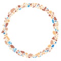 Colorful terrazzo round frame, with empty space for text.