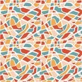 Colorful terrazzo seamless pattern, Abstract terracotta, yellow and blue shapes vector illustration. Royalty Free Stock Photo