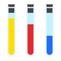 Colorful test tubes icon, flat style Royalty Free Stock Photo