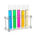Colorful test tubes in a rack Royalty Free Stock Photo