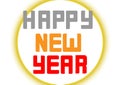 HAPPY NEW YEAR - GOLDEN RING SHAPE with white Bg
