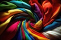 Colorful Textile Background, Vivid Wave Fabric Textured Pattern, Abstract Generative AI Illustration