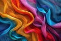 Colorful Textile Background, Vivid Wave Fabric Textured Pattern, Ethnic Wavy Textile, Copy Space