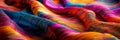 Colorful Textile Background, Vivid Wave Fabric Textured Pattern, Ethnic Wavy Textile, Copy Space