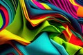 Colorful Textile Background, Vivid Wave Fabric Textured Pattern, Abstract Generative AI Illustration