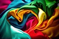 Colorful Textile Background, Vivid Wave Fabric Textured Pattern, Abstract Generative AI Illustration