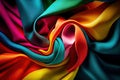 Colorful Textile Background, Vivid Wave Fabric Textured Pattern, Abstract Generative AI Illustration