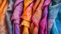 Colorful Textile Fabrics with Frayed Edges Detail