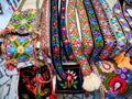 Colorful textile handmade belts and handbags