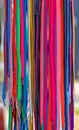 Colorful textile laces on market