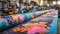 Colorful textile print machine in operation at modern industrial facility Royalty Free Stock Photo
