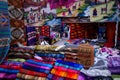 Colorful textile stall in the popular Otavalo