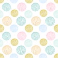 Colorful textured circle seamless pattern, blue, pink, yellow round grunge polka dot Royalty Free Stock Photo
